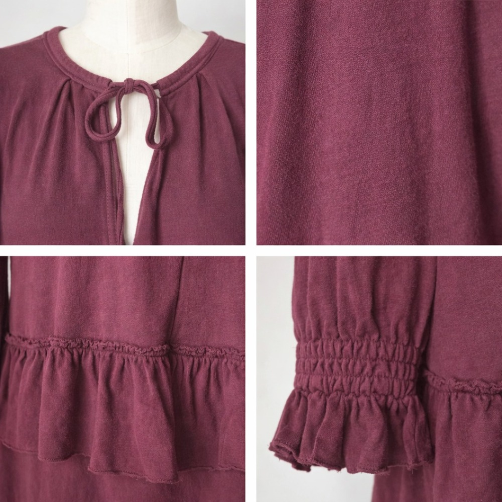 Free People Sz Sm Midsummer Night Long Sleeve Ruffle‎ Mini Dress Party RARE - Picture 8 of 9